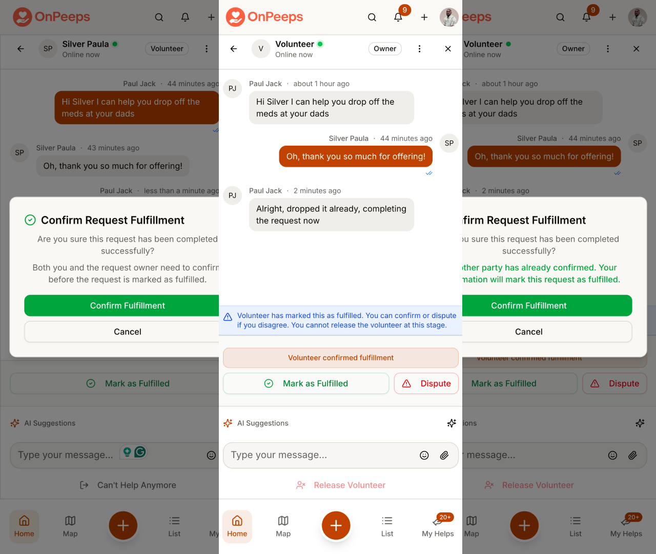 OnPeeps step 4: Confirm completion
