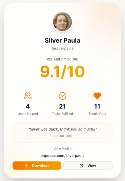 OnPeeps profile card