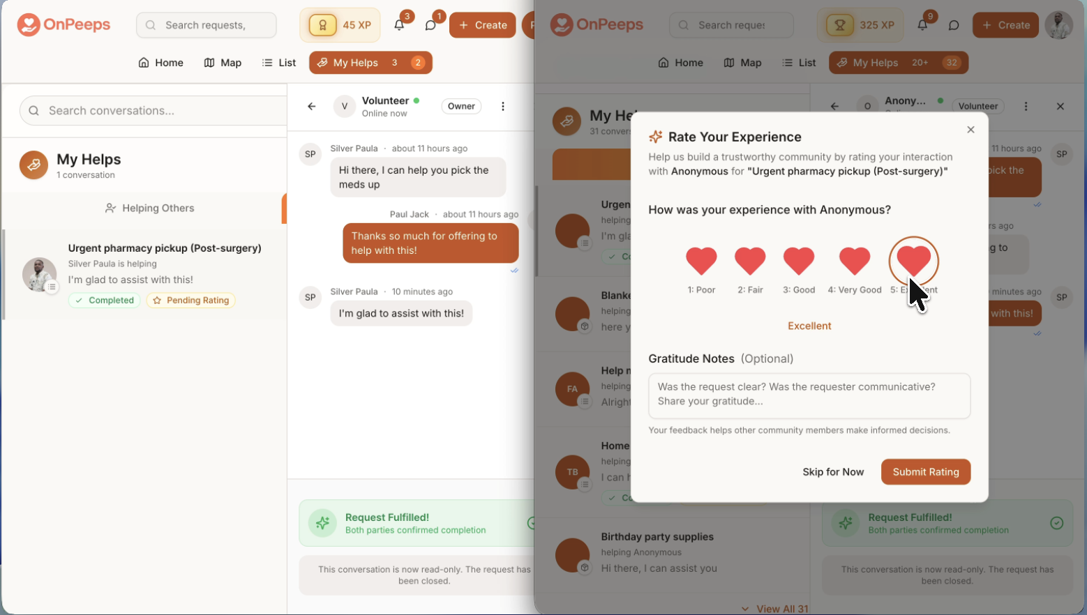 OnPeeps step 5: Rate each other